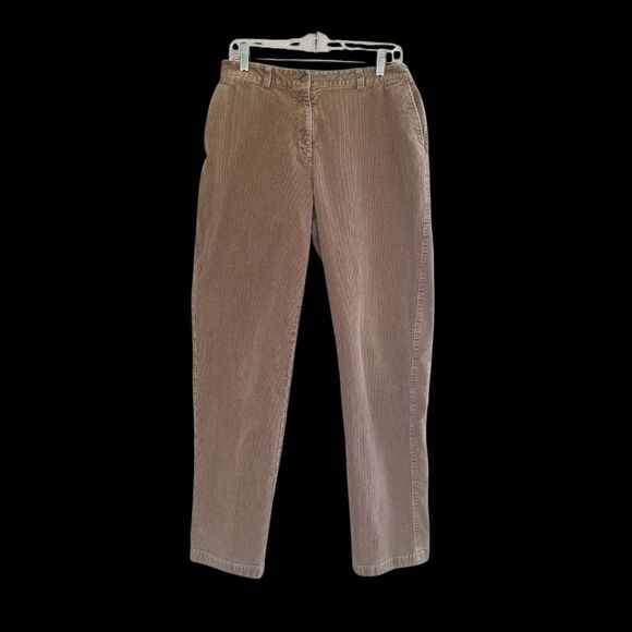 LL Bean Curvy Fit Corduroy Pants 10 TALL Flat Front Stretchy Back Soft Tan 10T - Picture 14 of 15